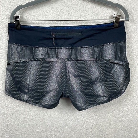 Lululemon Run Speed Short 2 way Stretch Sparkle Swift Black Gunmetal Metallic 8 - Picture 5 of 11